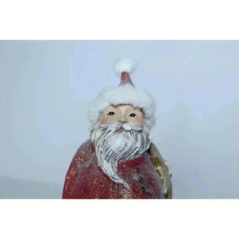 Roman Inc. Santa w/ Star‎ & Tree Glitter Whimsical Distressed BOHO 11 inches NWT